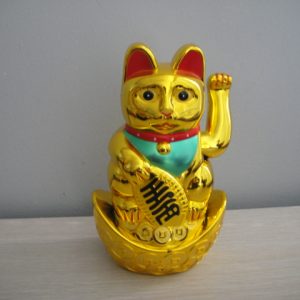 Golden Lucky Cat with Swing Hand